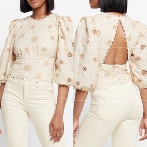 Express Embroidered Eyelet Open Back Top Sz XL